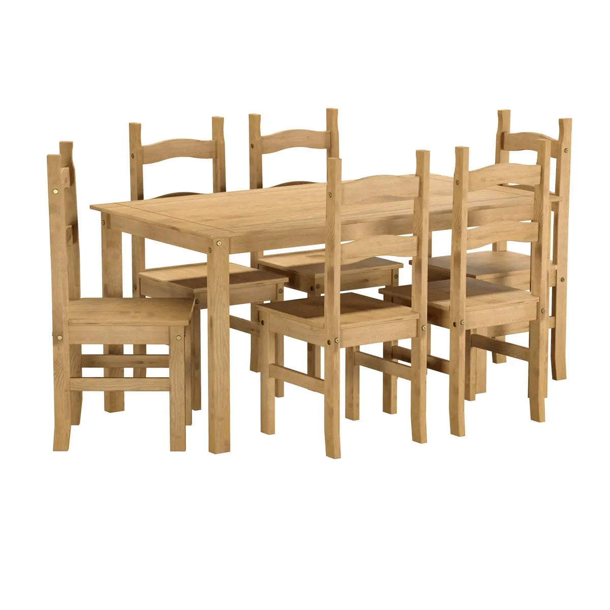 Juego de comedor 1+6 Pino Marrón Torino Miel
