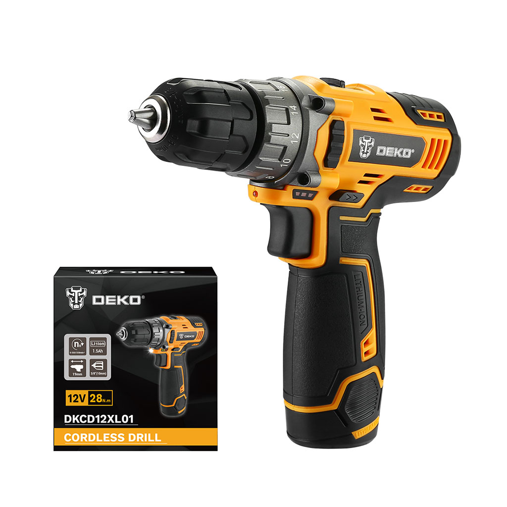 Taladro Atornillador 10mm 12V C/Batería 1.5Ah y Carg. DKCD12XL01-H5 Deko