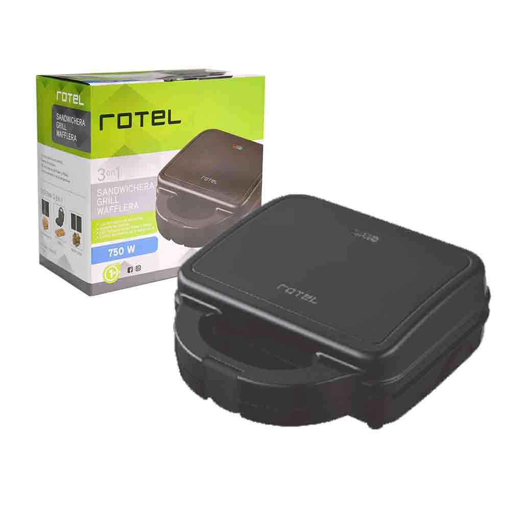 Sandwichera Grill Waflera 3 en 1 Rotel