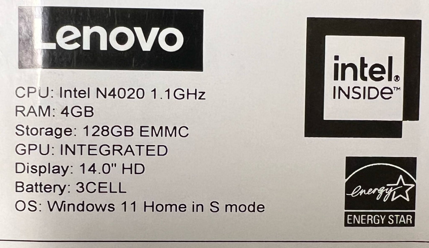 NOTEBOOK LENOVO Intel N420 1.1 GHz 4GB/128GB