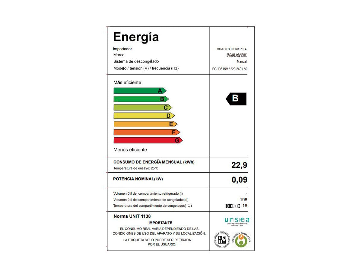 Freezer PANAVOX FC-198 INV