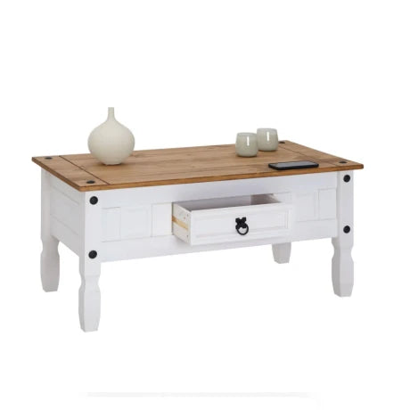 Mesa de living Linea Naturale - Blanco/Roble