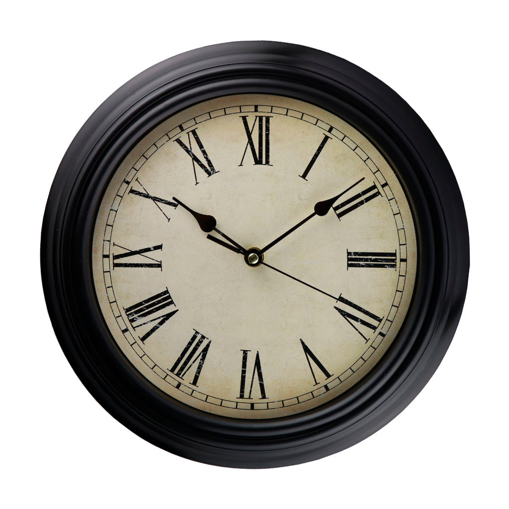 Reloj De Pared Negro/Esfera Beige 30cm