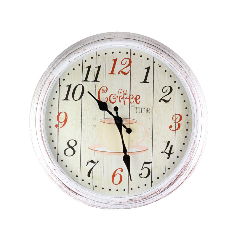 Reloj De Pared Blanco/Coffee 35.5cm