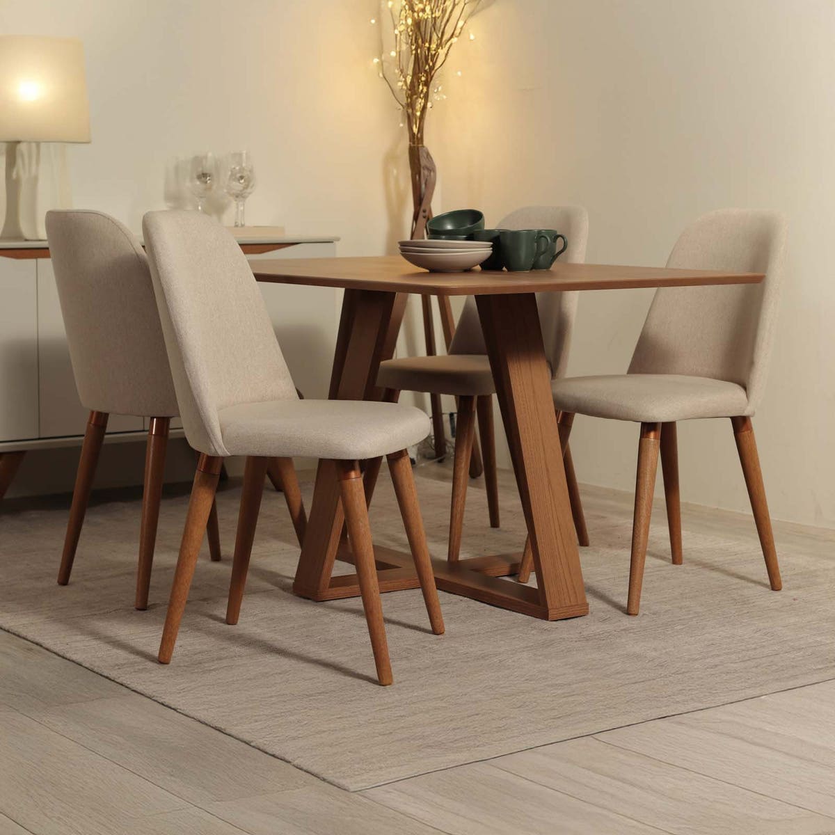 Juego de comedor 1+4 Tapizado Aruba