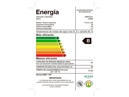 Calefón JAMES 40 Lts.