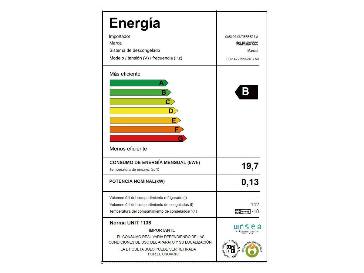 Freezer PANAVOX FC-142