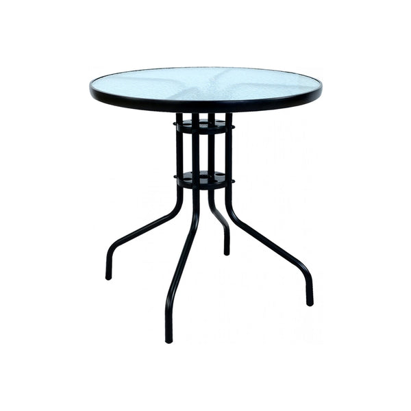 MESA DE EXTERIOR - ACERO-Y-VIDRIO NEGRO MINHLA