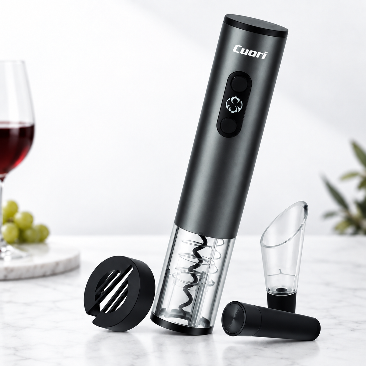 Sacacorchos CUORI Baco con accesorios para vino