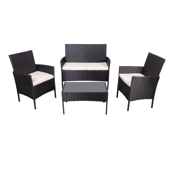 SET LIVING EXTERIOR - RATTAN-SINTETICO-Y-ACERO NEGRO APOLO